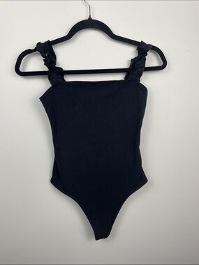 Sunday Best Black ruffle strap Bodysuit